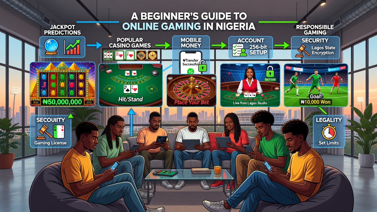 A Beginner's Guide to Online Gaming in Nigeria: Jackpot Predictions, Popular Casino Games, Mobile Money, Account Setup, Security, Legality and Responsible Gaming